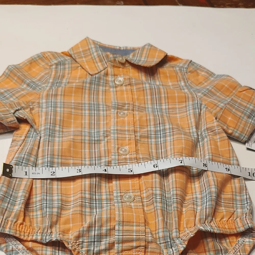 Orange Plaid Kids Collar Shirt Onesie